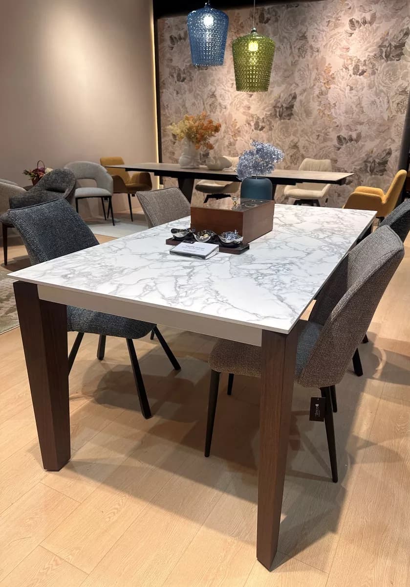 Стол ЭЗМИР (ESMIR) 180 цвет АРАБЕСКАТО (MATTE ARABESCATO SOLID CERAMIC) / ОРЕХ, ®DISAUR — фото 2