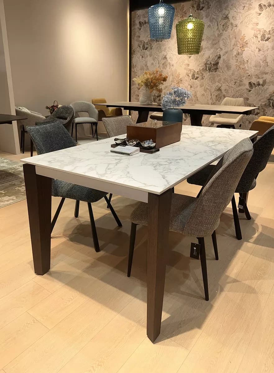 Стол ЭЗМИР (ESMIR) 180 цвет АРАБЕСКАТО (MATTE ARABESCATO SOLID CERAMIC) / ОРЕХ, ®DISAUR — фото 3