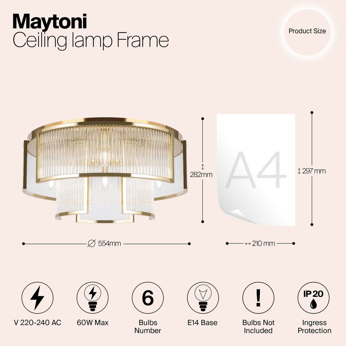 Потолочная люстра Maytoni Frame MOD174CL-06G — фото 2
