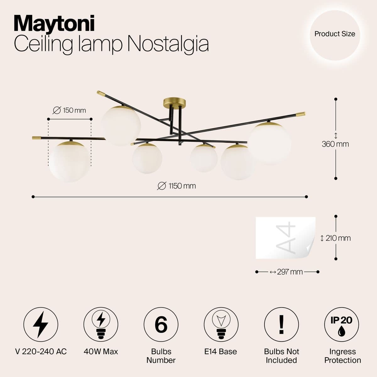 Потолочная люстра Maytoni Nostalgia MOD048CL-06G — фото 8